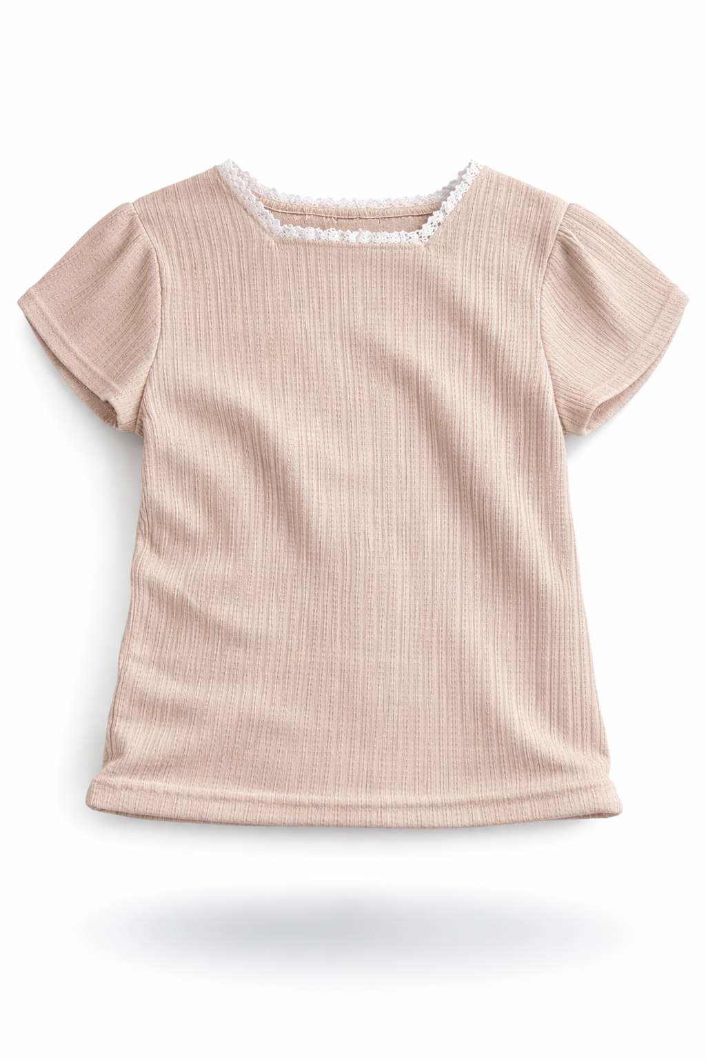 Soft Oat Lace Trim Top