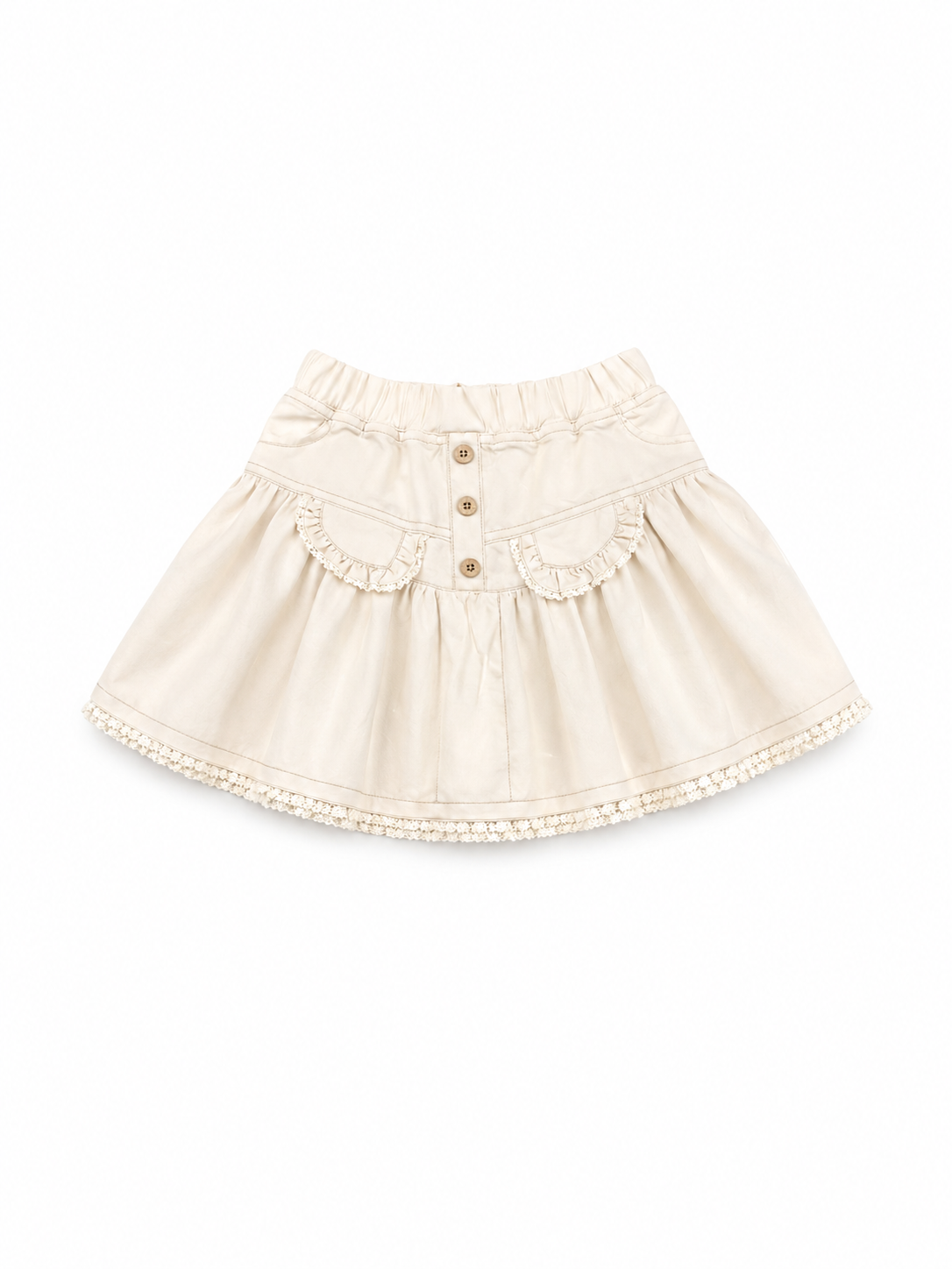 Cream Ruffle Lace Skirt