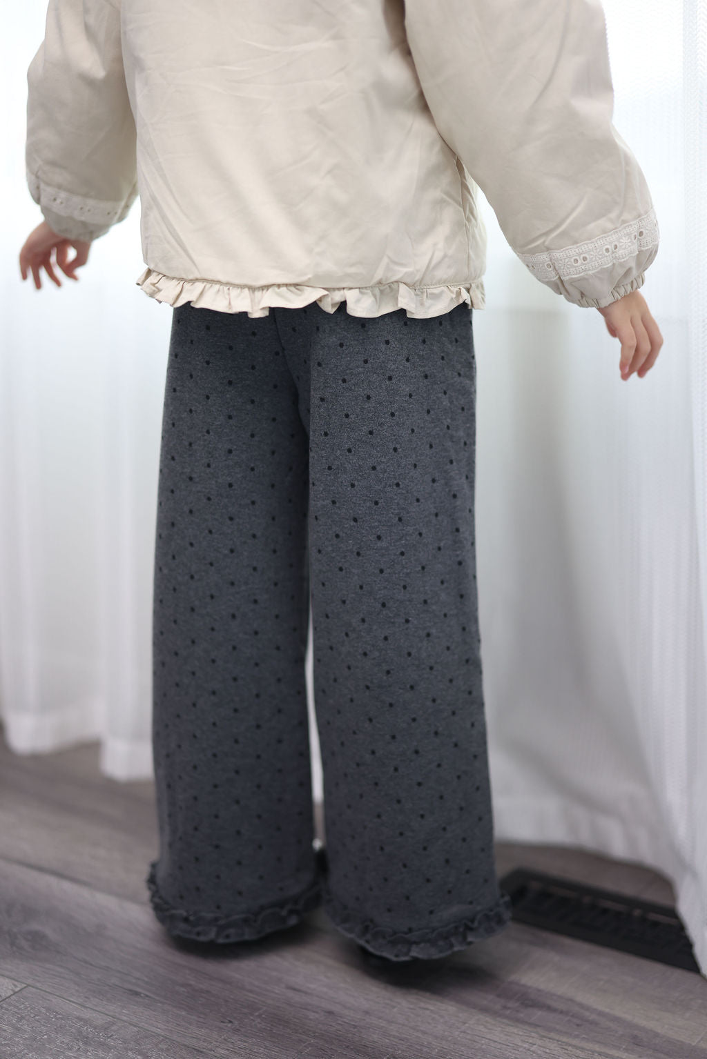 Charcoal Dotted Flare Pants