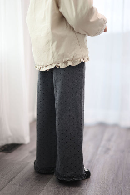 Charcoal Dotted Flare Pants