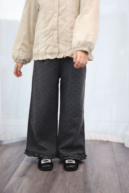 Charcoal Dotted Flare Pants