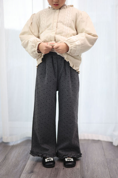 Charcoal Dotted Flare Pants
