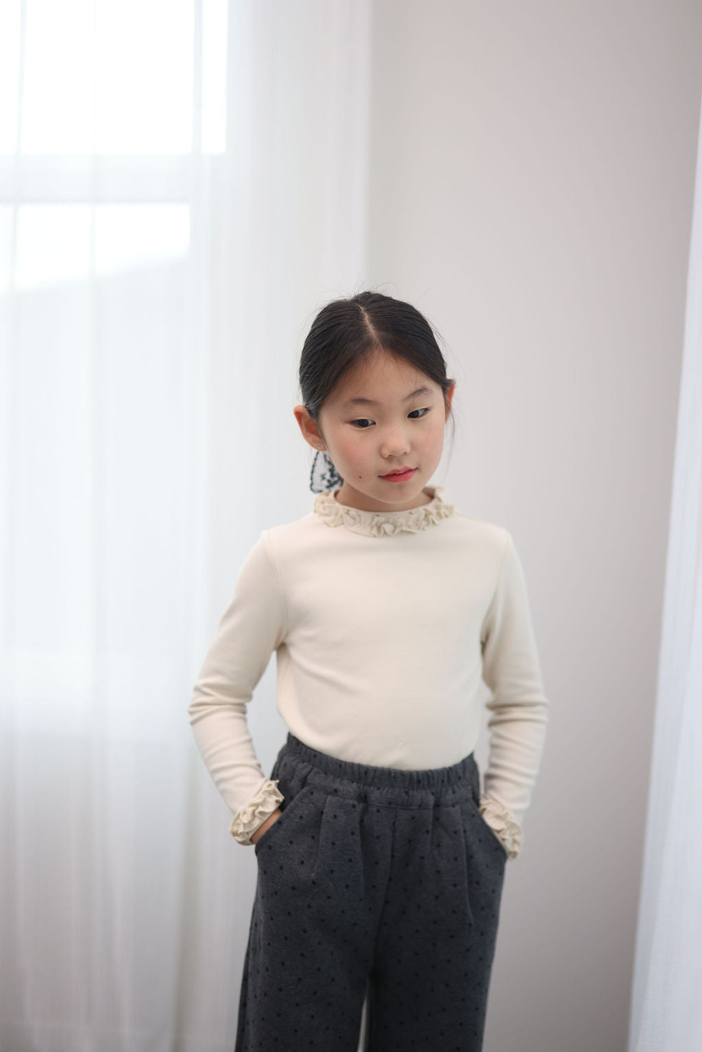 Olive Ruffle Neck Top