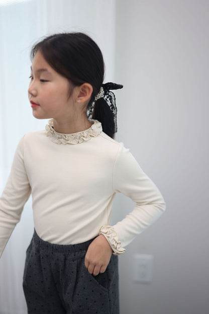 Olive Ruffle Neck Top