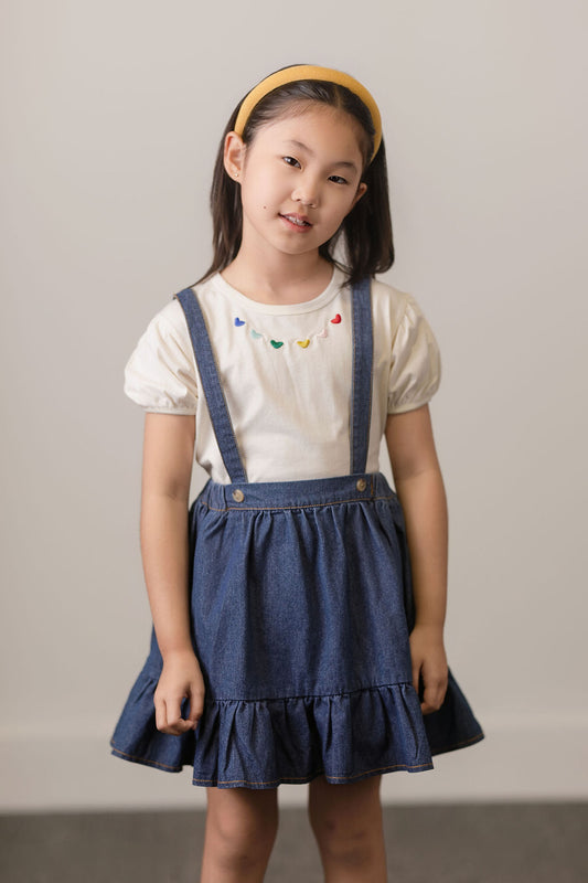 Denim Ruffle Suspender Dress