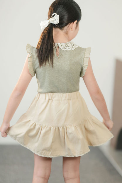 Cream Ruffle Lace Skirt