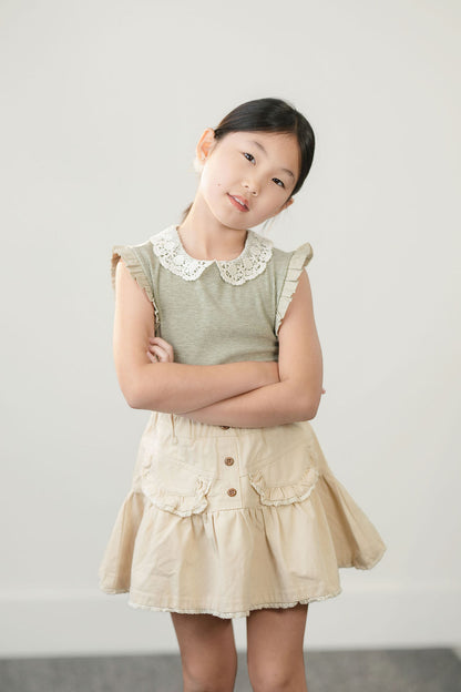 Cream Ruffle Lace Skirt
