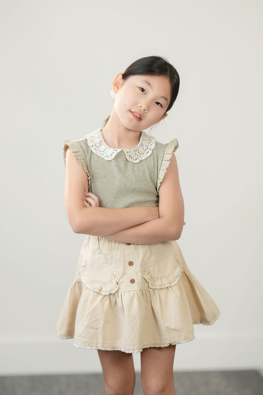 Cream Ruffle Lace Skirt