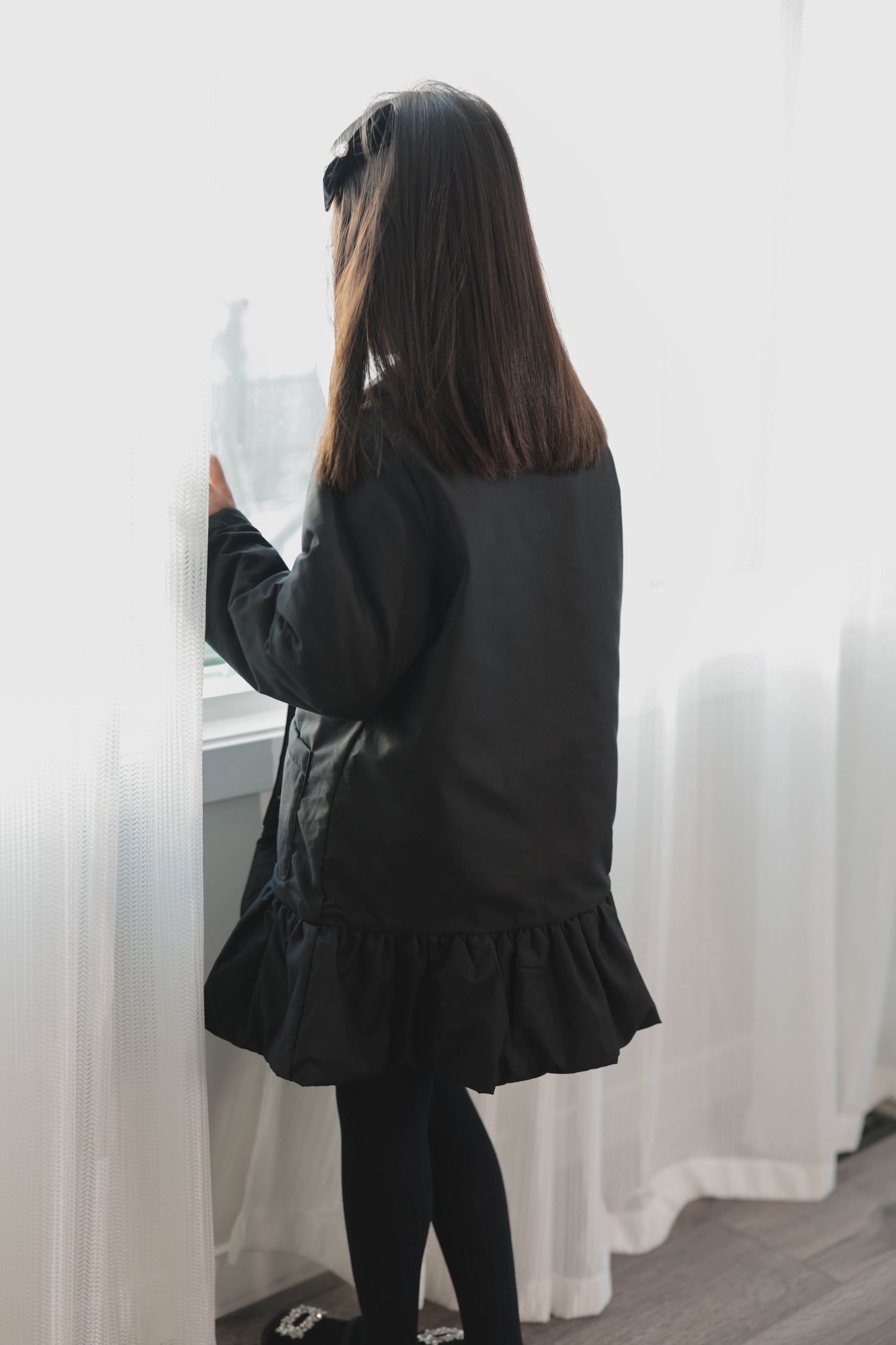 Ruffle Hem Coat