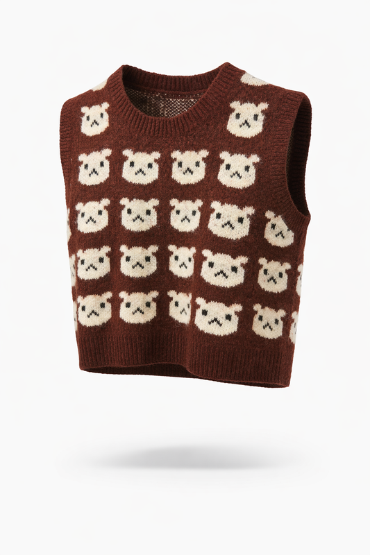 Teddy Grid Knit Vest