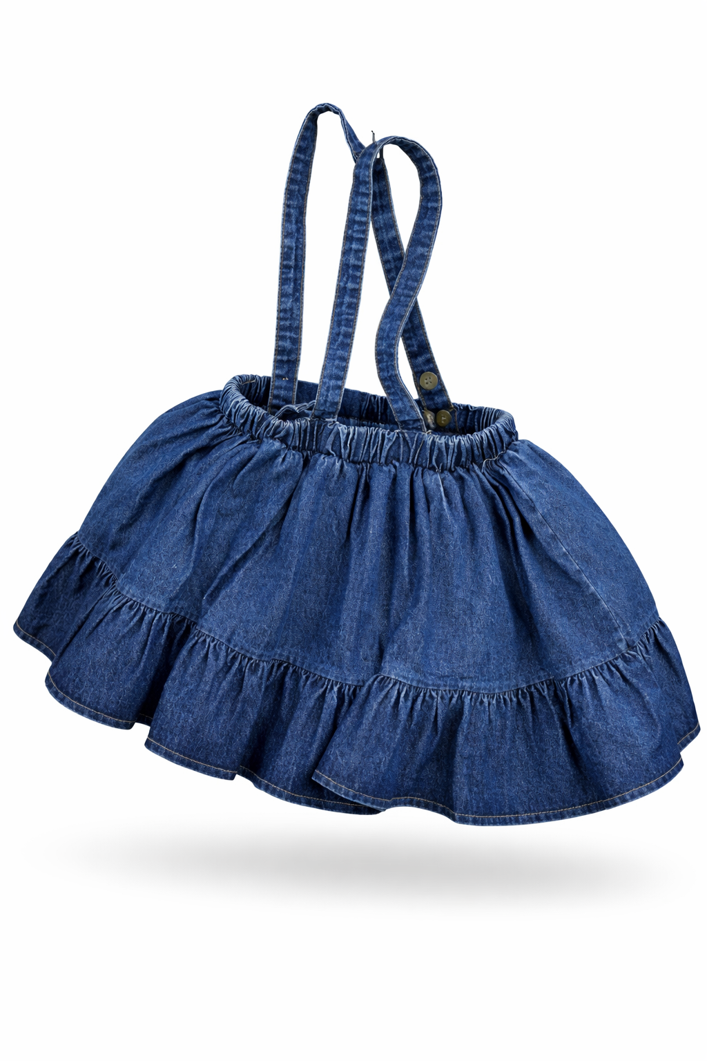 Denim Ruffle Suspender Dress