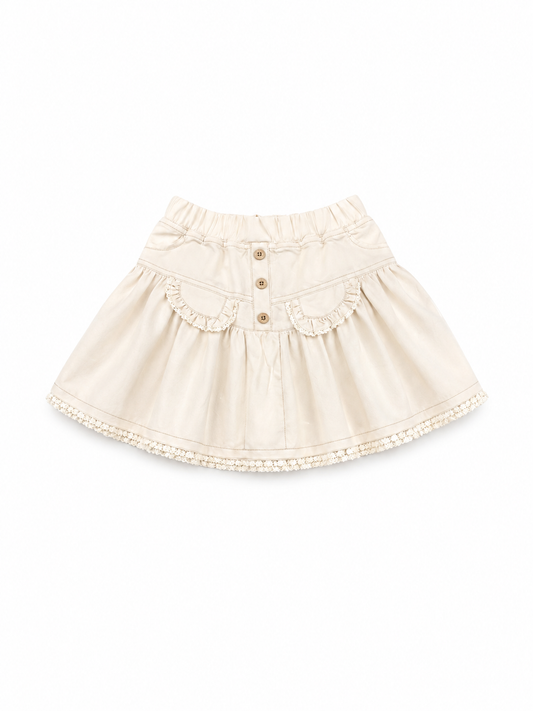 Cream Ruffle Lace Skirt