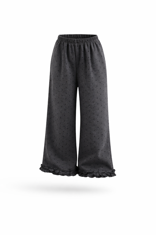 Charcoal Dotted Flare Pants