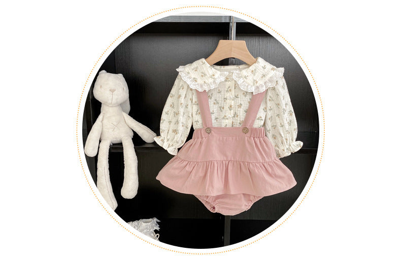 Pink Petal Suspender Romper