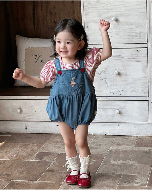 Heart Bunny Denim Set