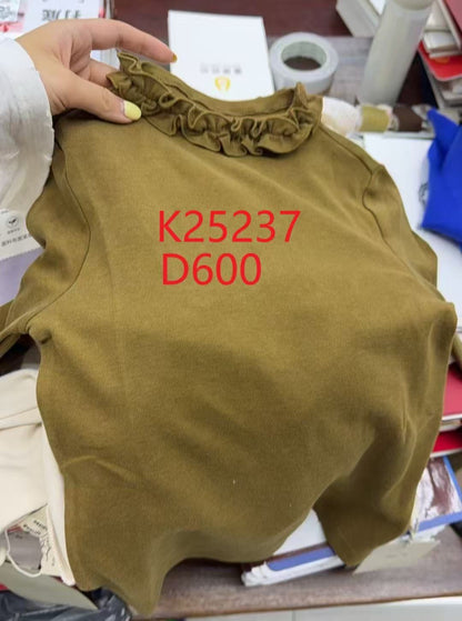 Olive Ruffle Neck Top